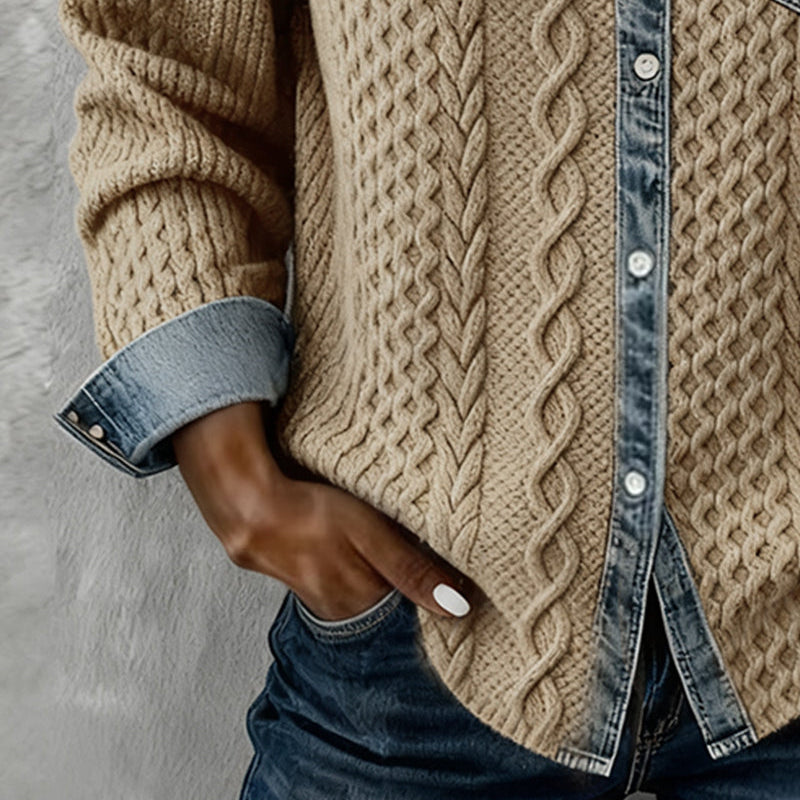 Mila Denim Detail Long Sleeve Top