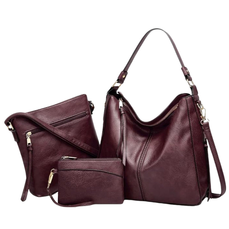 Luxury Leather Anti-Theft Handbag + FREE Crossbody Bag & Pouch Wallet
