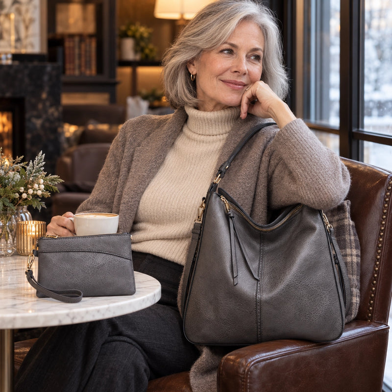 Luxury Leather Anti-Theft Handbag + FREE Crossbody Bag & Pouch Wallet