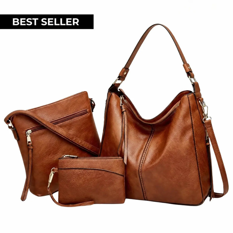 Luxury Leather Anti-Theft Handbag + FREE Crossbody Bag & Pouch Wallet