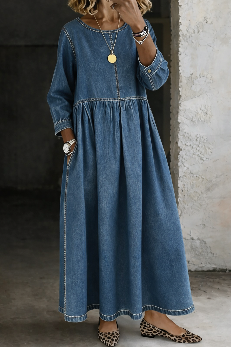 Anna | Vintage Denim Maxi Dress
