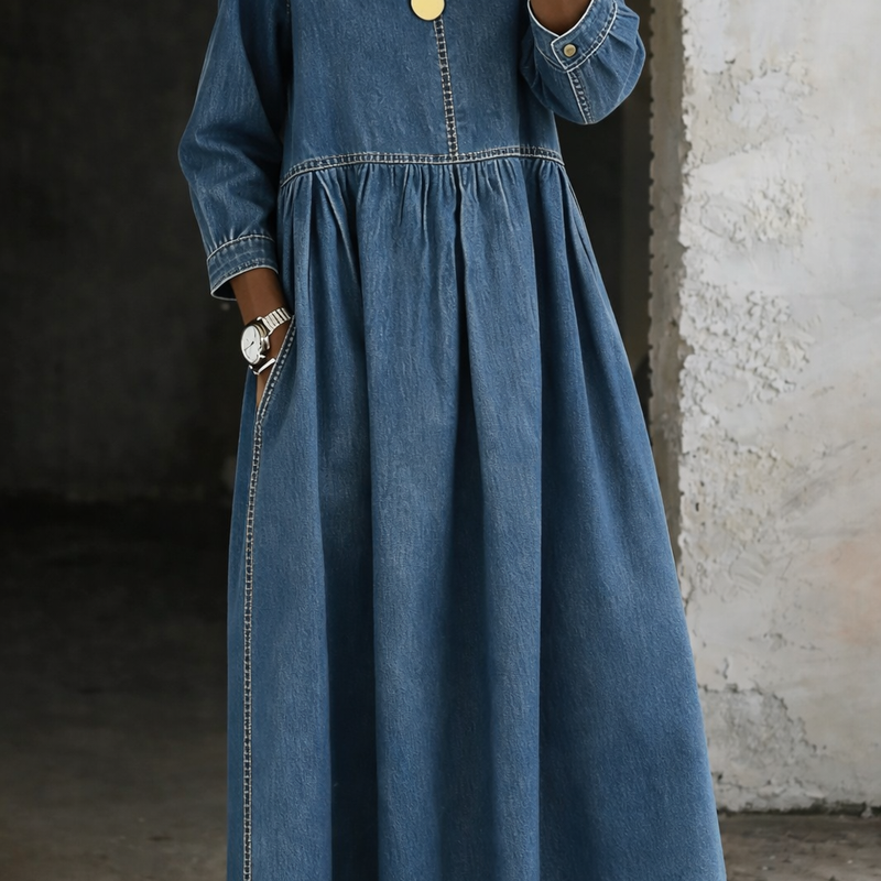 Anna | Vintage Denim Maxi Dress