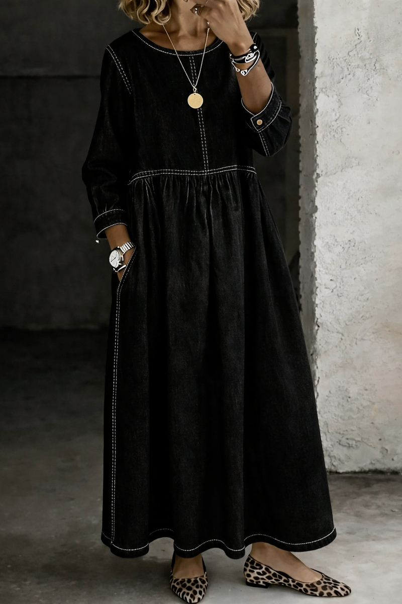 Anna | Vintage Denim Maxi Dress