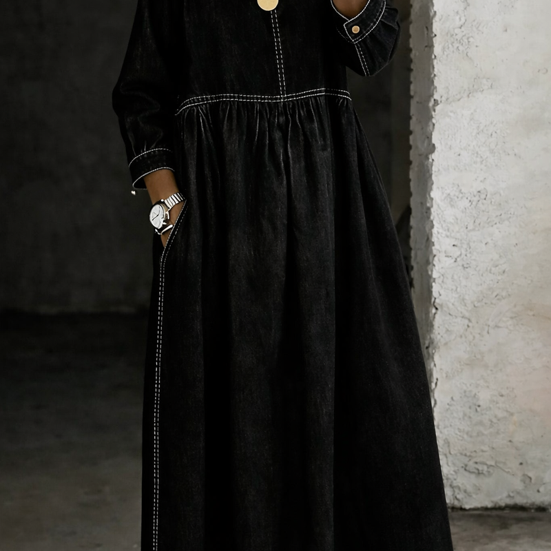 Anna | Vintage Denim Maxi Dress