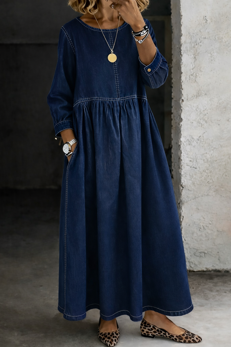 Anna | Vintage Denim Maxi Dress