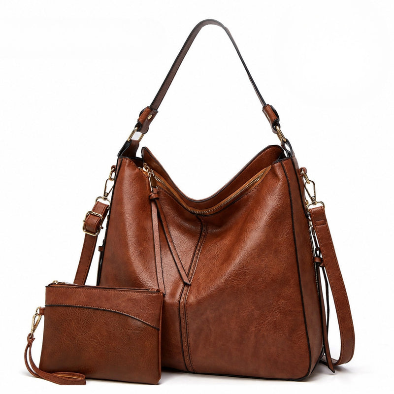 Luxury Leather Hobo Anti-Theft Handbag + FREE Pouch Wallet (Copy)