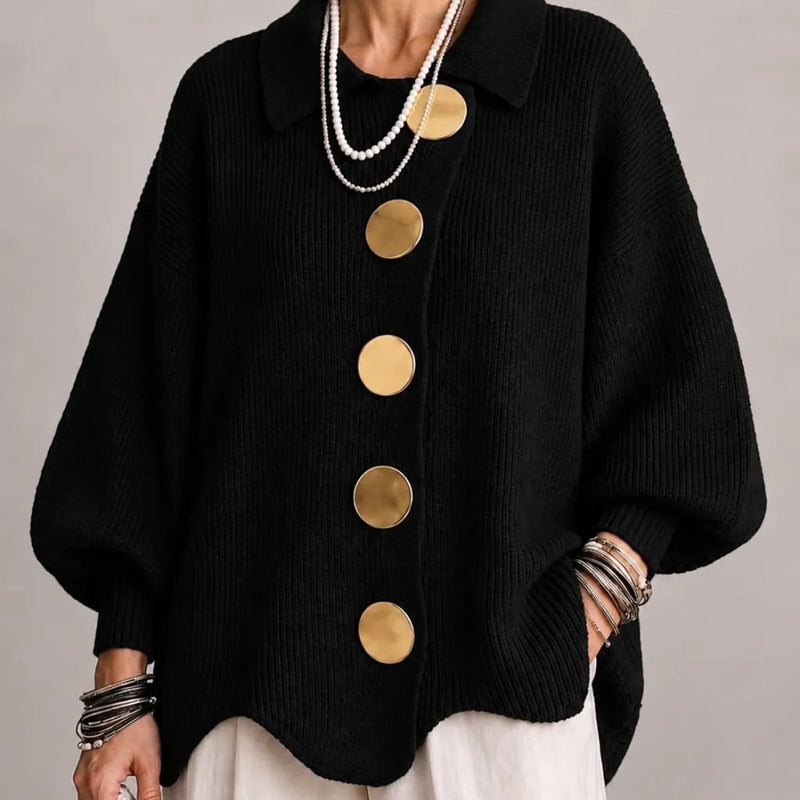 Karina - Oversized Collared Button Cardigan
