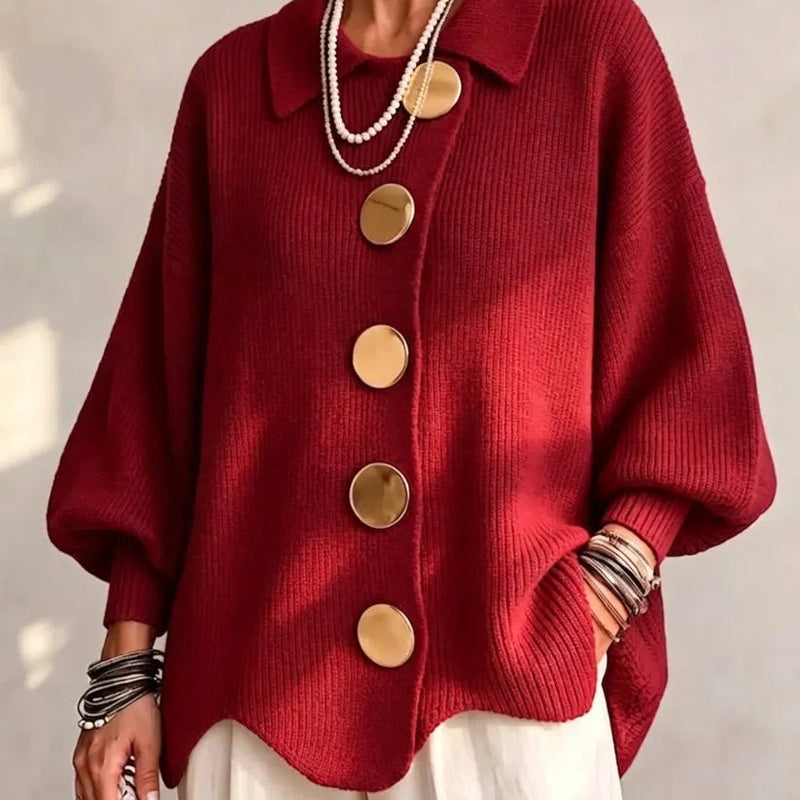 Karina - Oversized Collared Button Cardigan