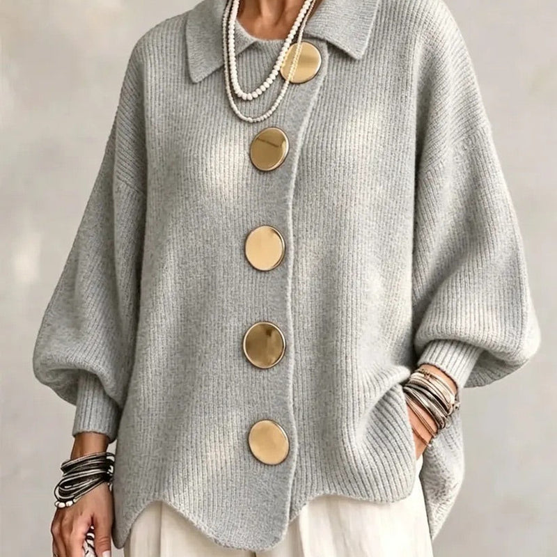 Karina - Oversized Collared Button Cardigan