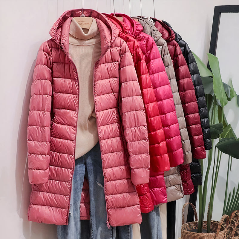 Lange slanke donsjas voor dames