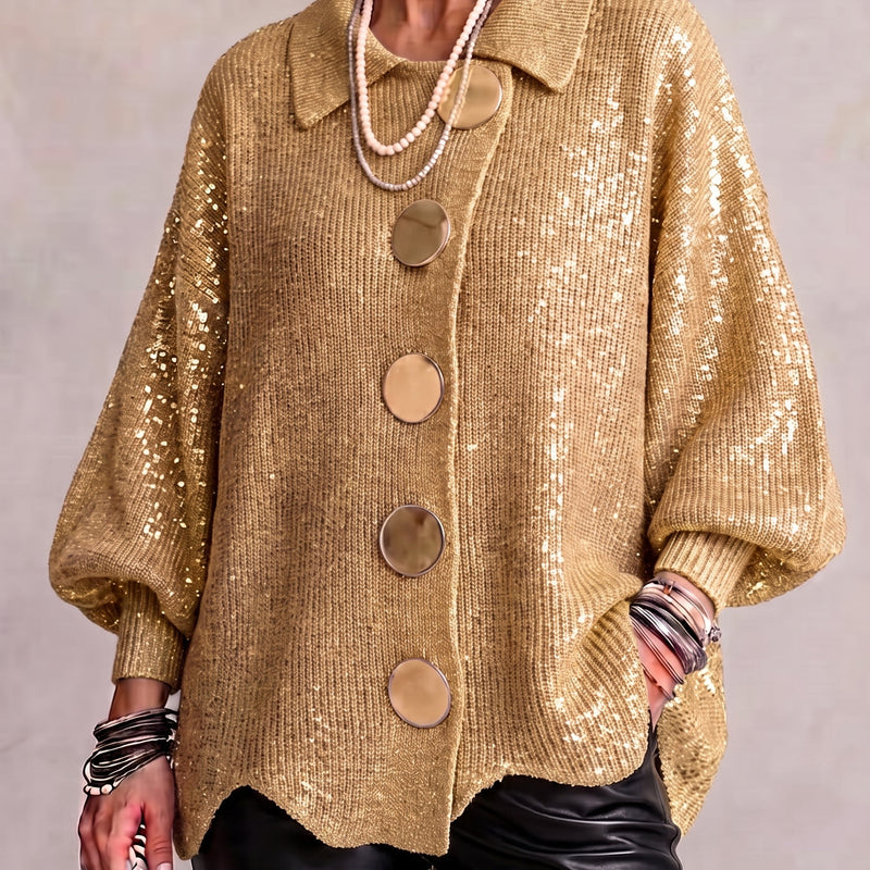 Karina - Oversized Collared Button Cardigan