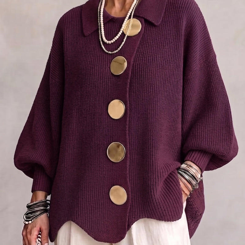 Karina - Oversized Collared Button Cardigan